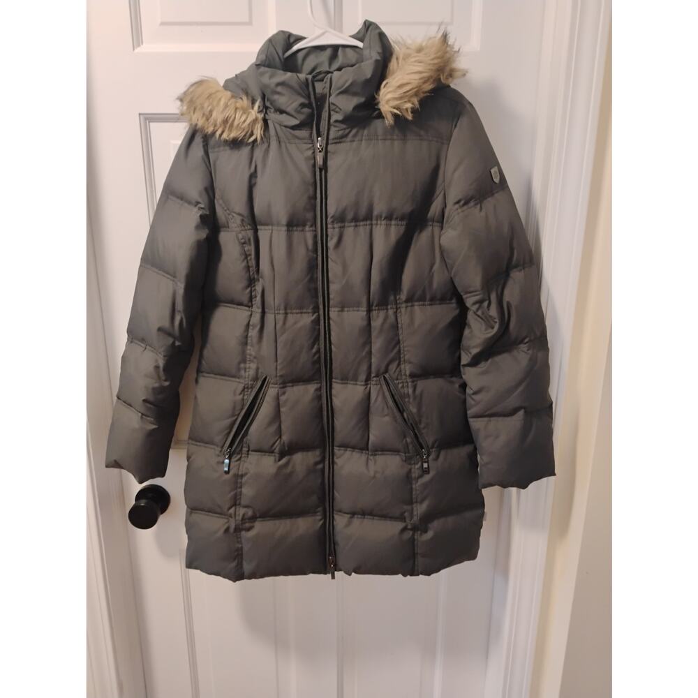 Tribal Green Puffer Coat size S w Fur Hood